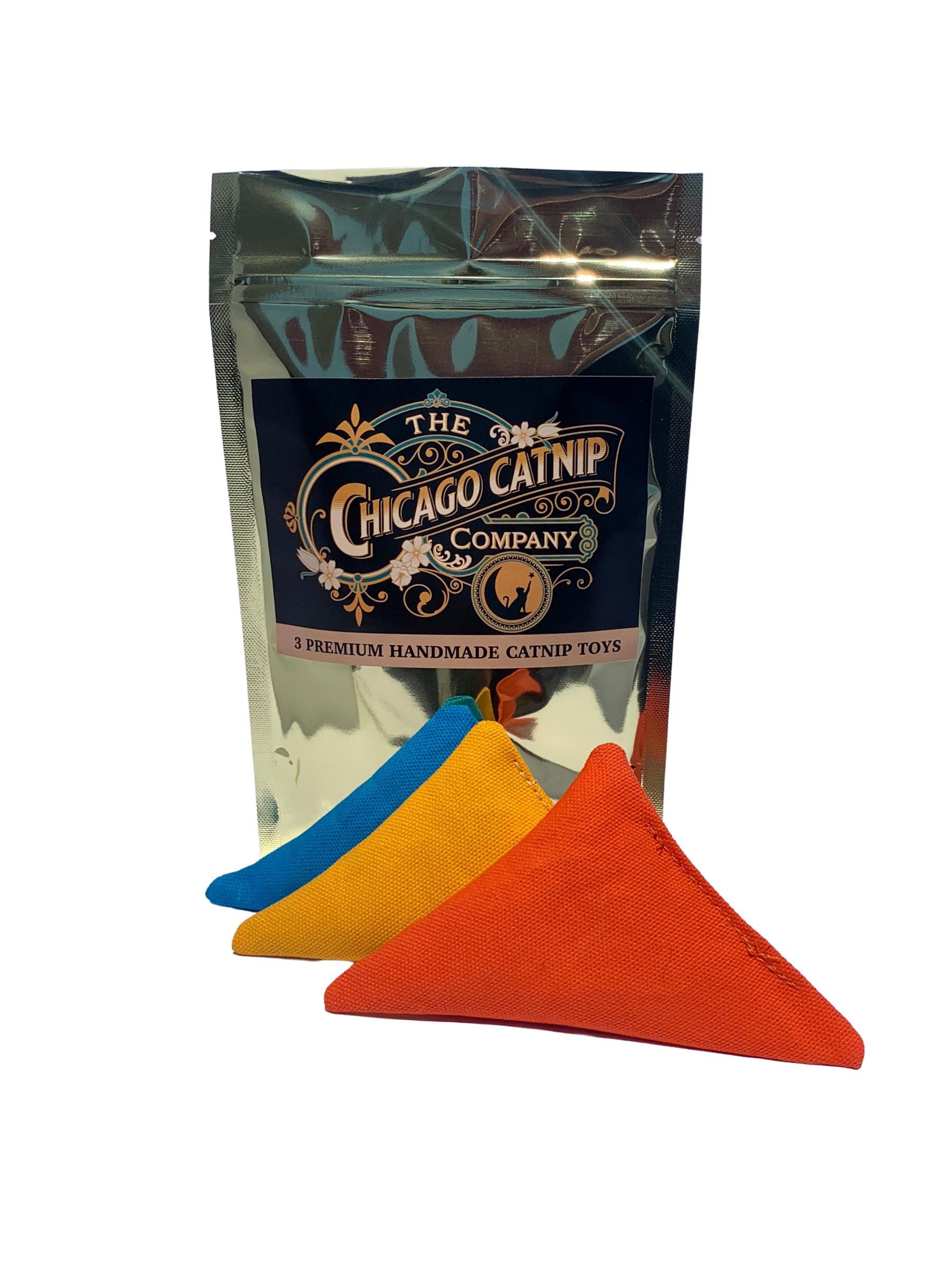 3 Premium Handmade Catnip Triangles in Foil Pouch